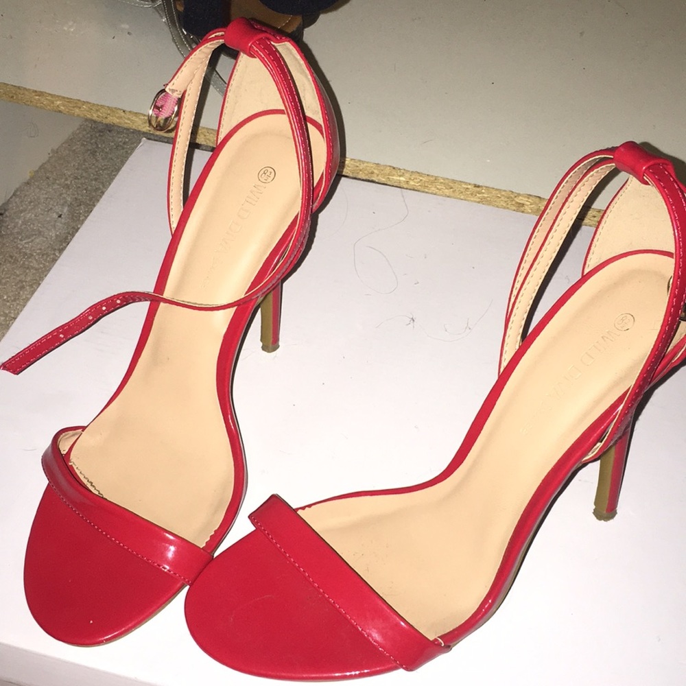 Strappy red heels
